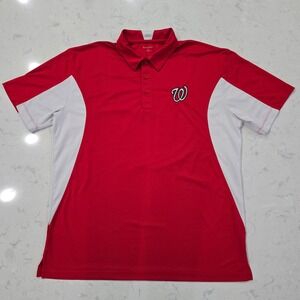 Sport-Tek Mens Washington Nationals MLB Polo Shirt Red White XL Performance Tee